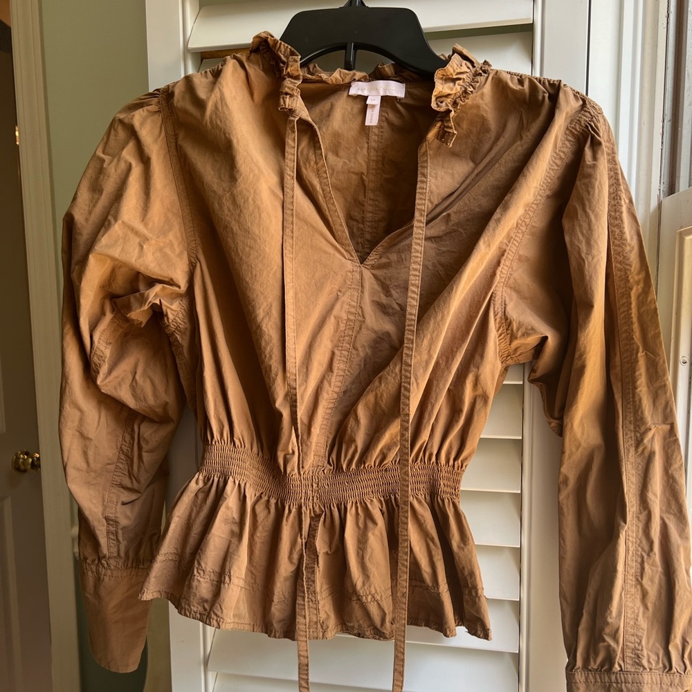 Rebecca Taylor Brown Poplin Pullover Top - Brown - Size: XS